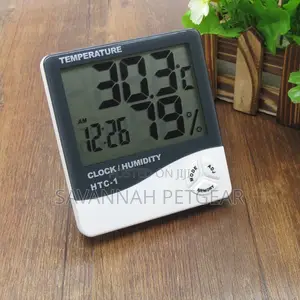 Thermometer Humidity Meter With Clock Big LCD Display HTC-1