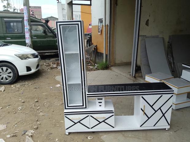 Tv Stand White Black With Led Lights - main view