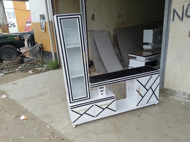 Smart Tv Stand Dotted White With Led Lights - main view