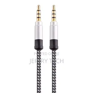 Auxiliary Cable – Nylon Braided – 4 Pole – White Black