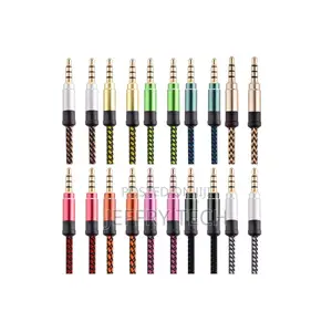 Auxiliary Cable – Nylon Braided – 4 Pole – White Black