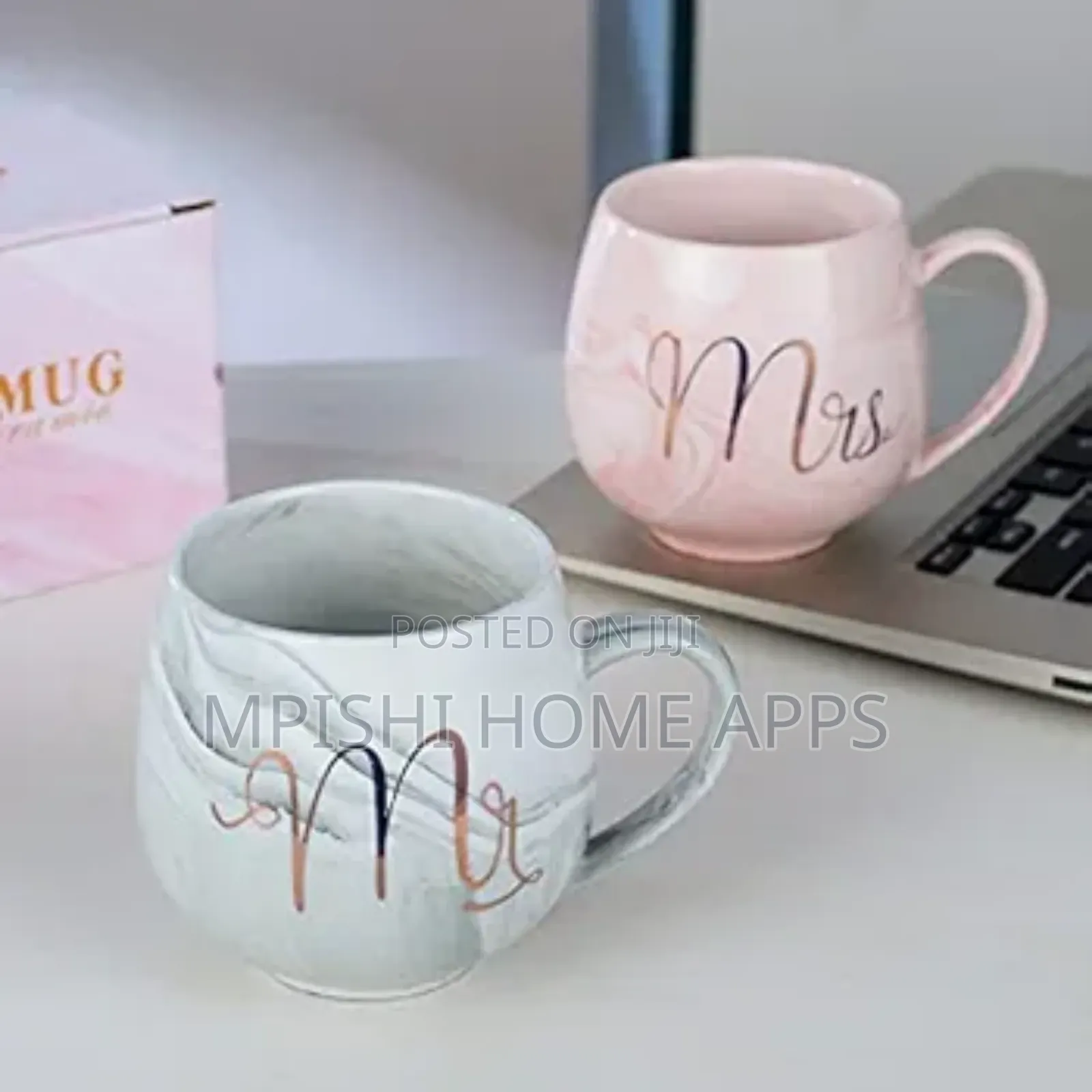 Mr Mrs Ceramic Gift Cup 2 Pc ( With 2 Golden Spoons)