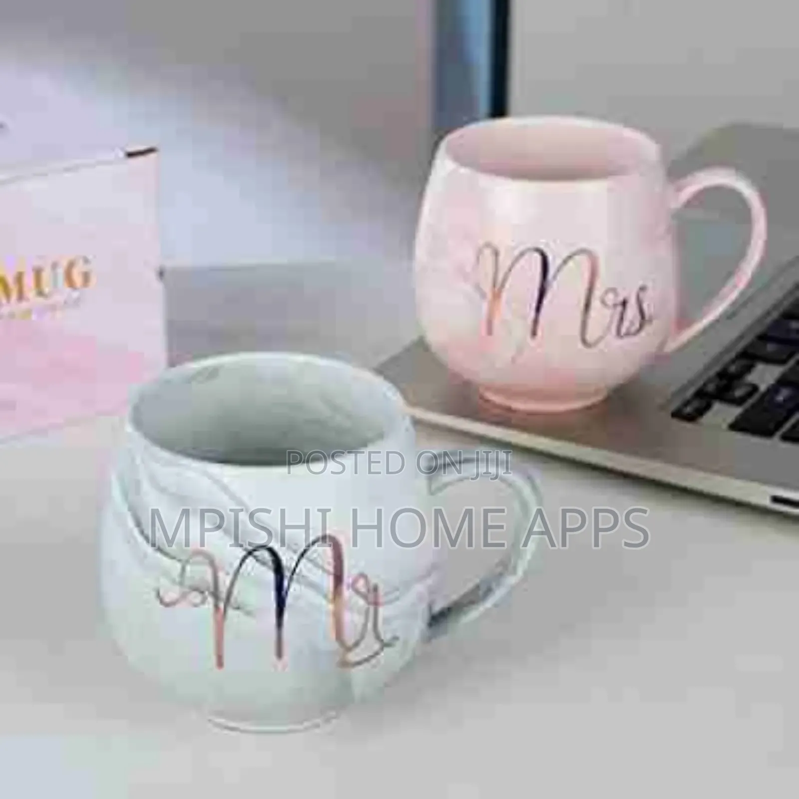 Mr Mrs Ceramic Gift Cup 2 Pc ( With 2 Golden Spoons)
