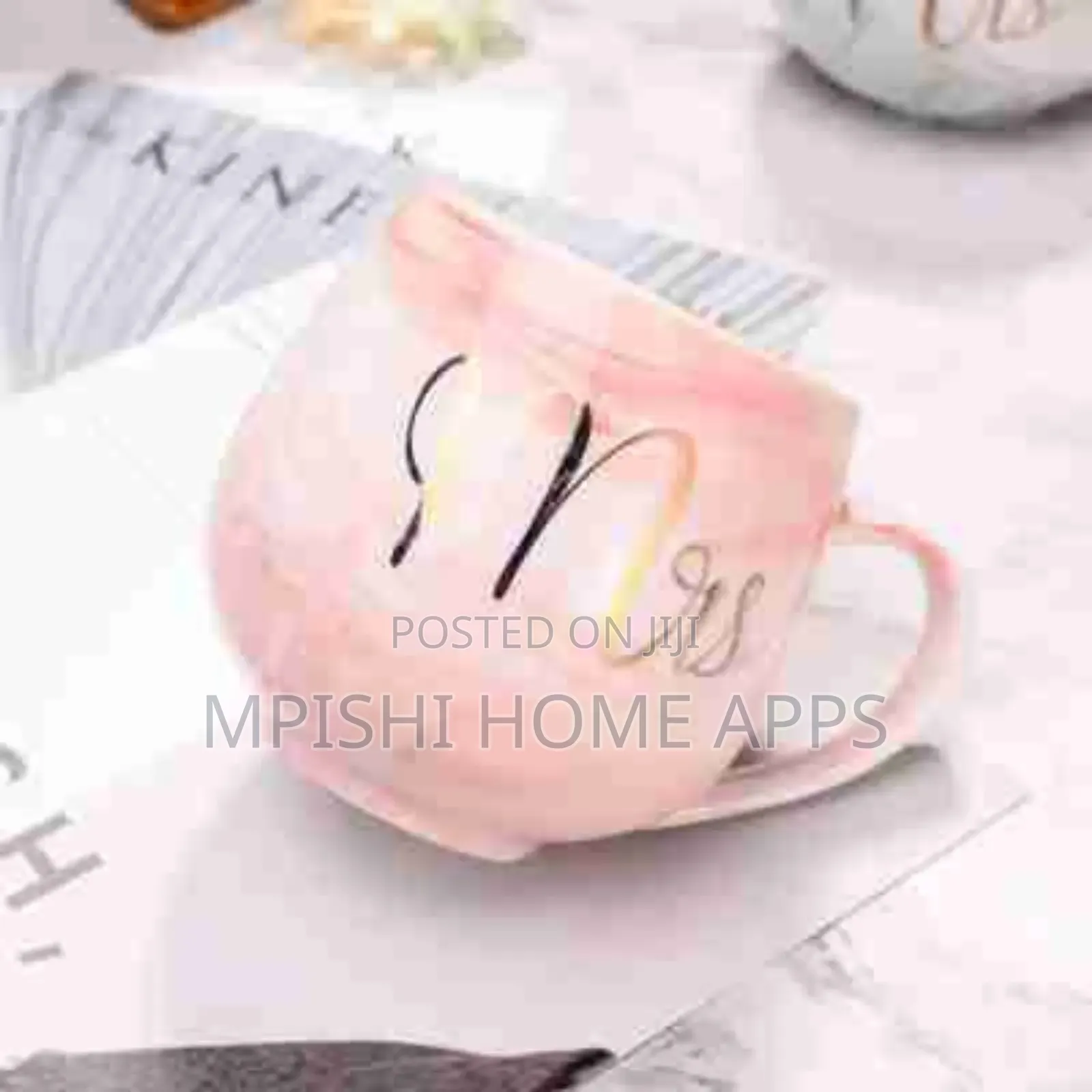 Mr Mrs Ceramic Gift Cup 2 Pc ( With 2 Golden Spoons)
