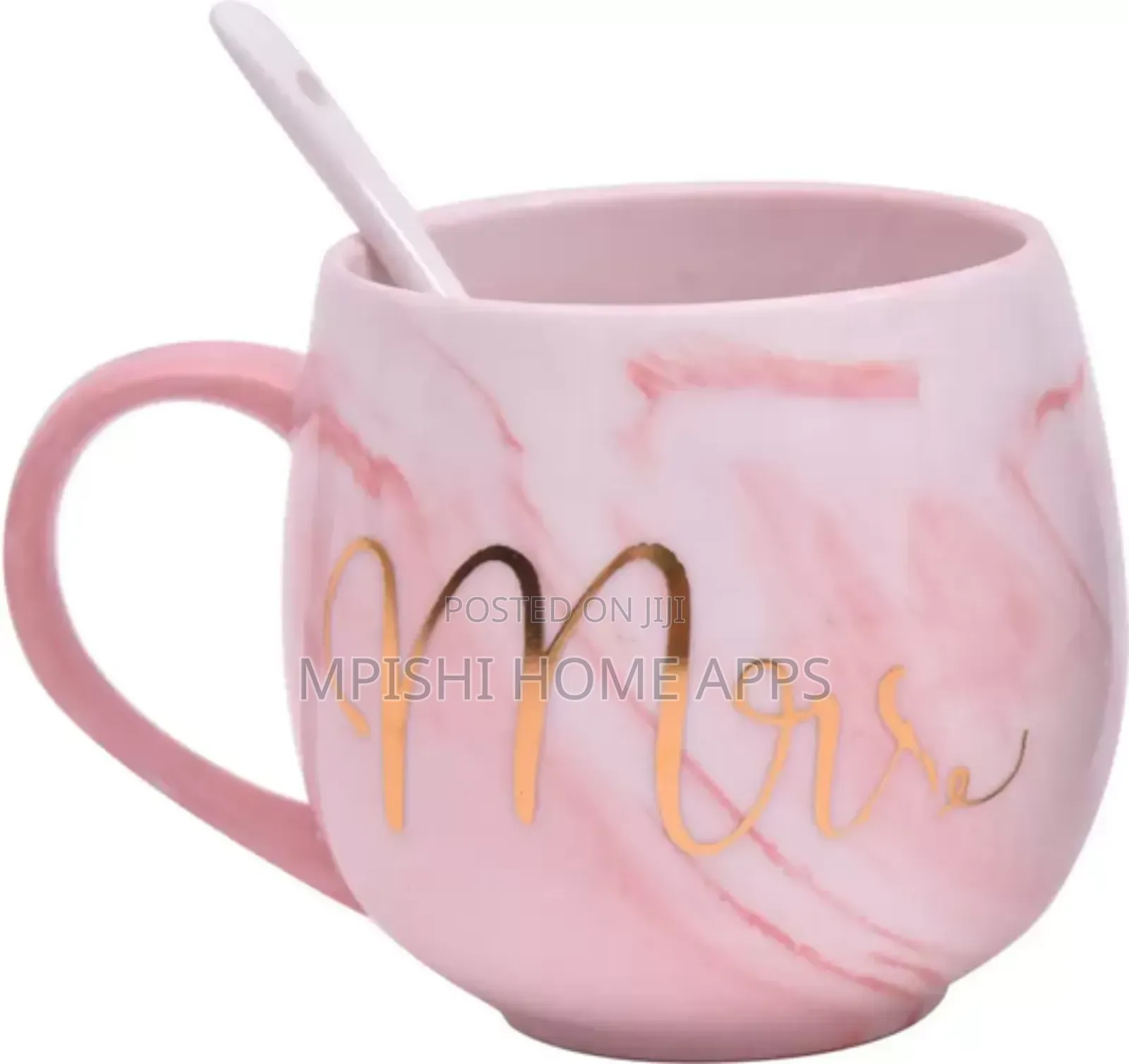 Mr Mrs Ceramic Gift Cup 2 Pc ( With 2 Golden Spoons)