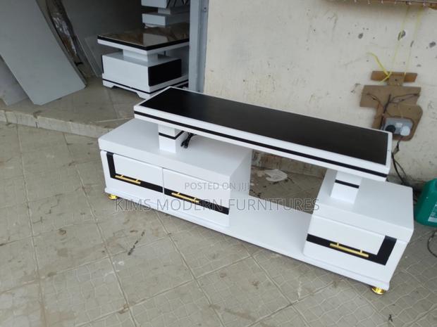 Television Stand White Black + Led Lights - main view