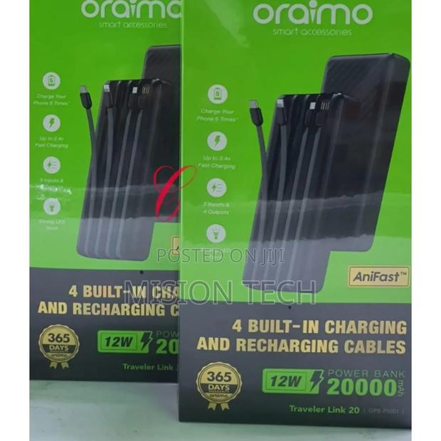 Oraimo PB-P5201 20,000mah Power Banks With Built in Cables - thumbnail 2