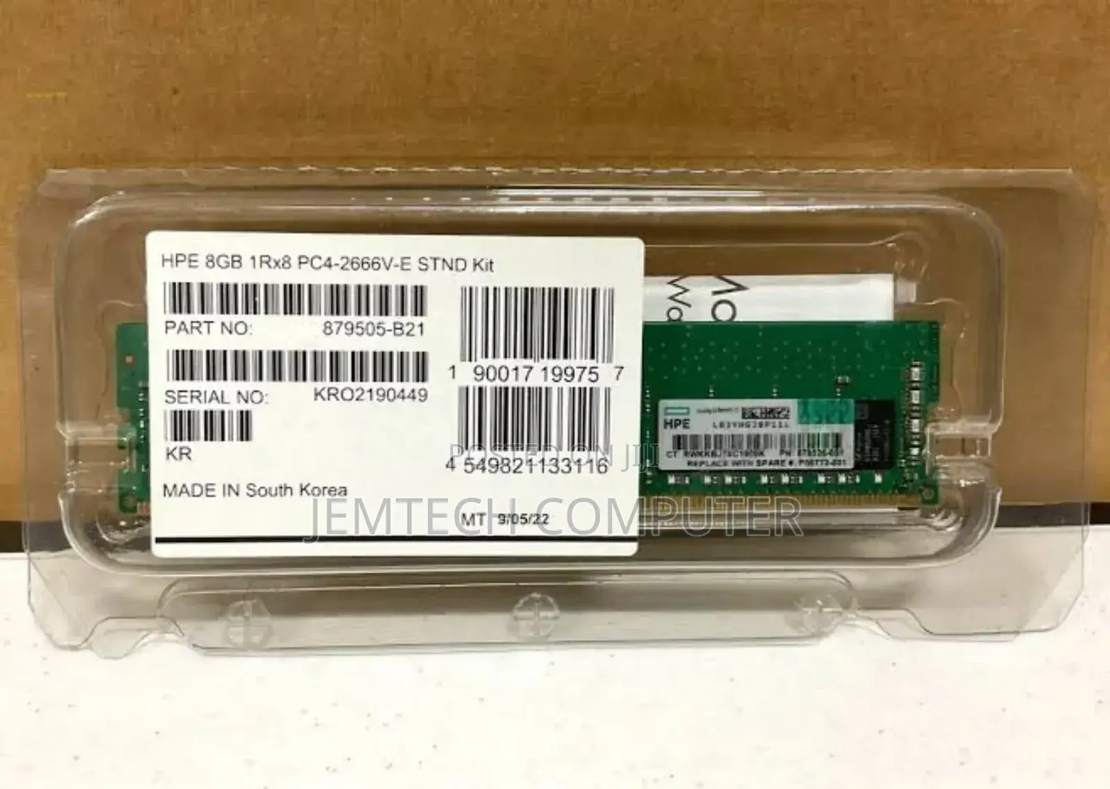 Hpe 8gb 1rx8 Pc4-2666v-E//Hpe 8gb 1R×8!