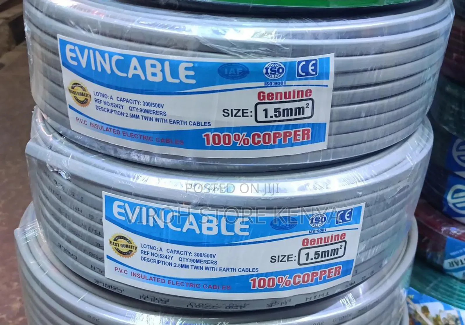 Evincable 1.5mm Copper Cable Twin With Earth