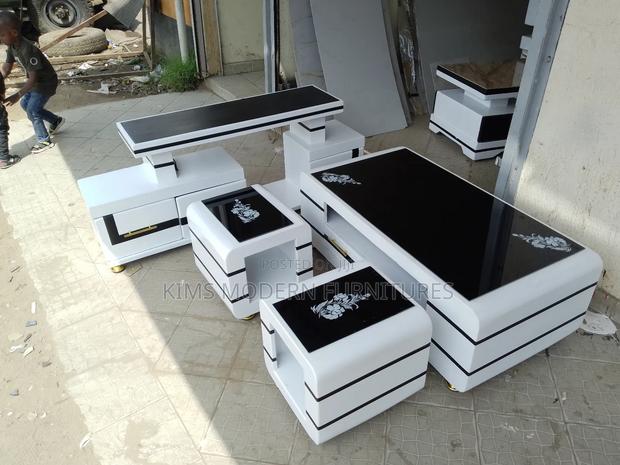 Modern Living Room Set,Tv Stand+ Coffee Table 2 Stools - main view