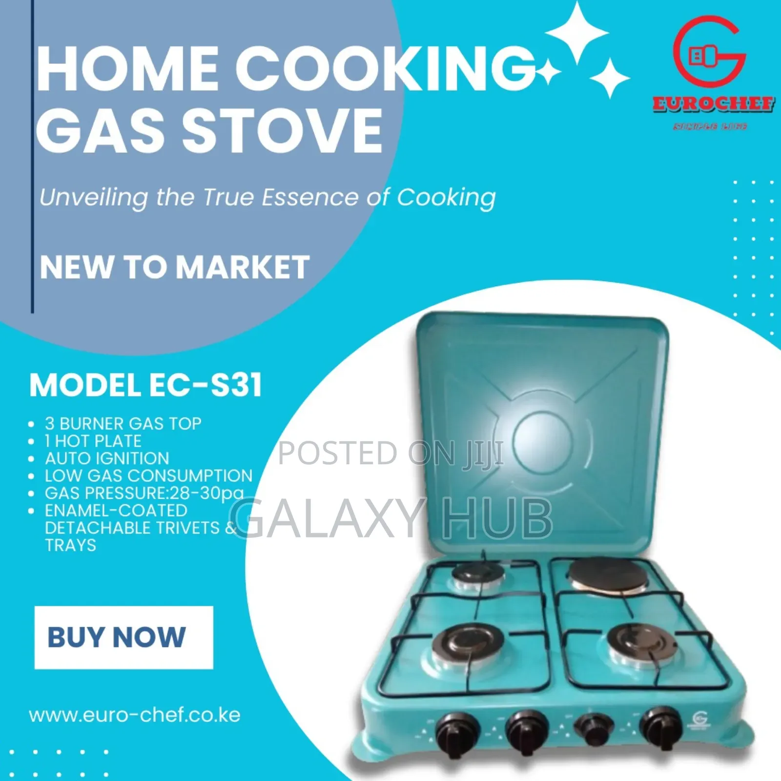 Eurochef 3+1 Table Top Auto Ignation Cooker