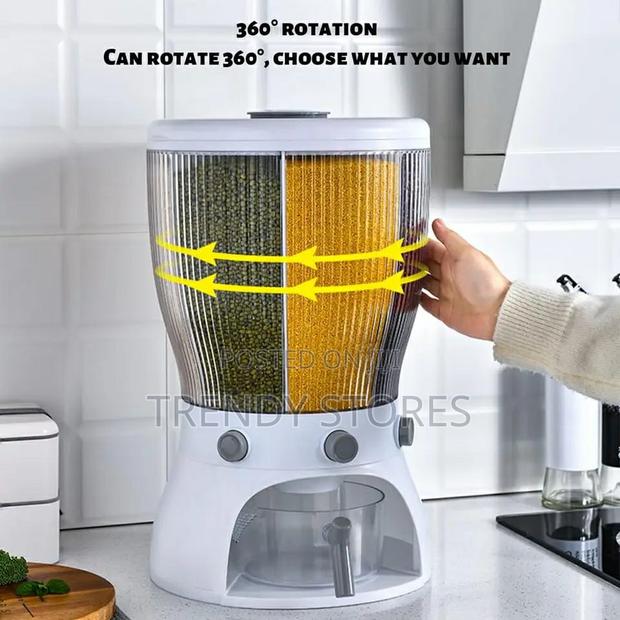 White Partitioned Rotating Cereal Dispenser - main view