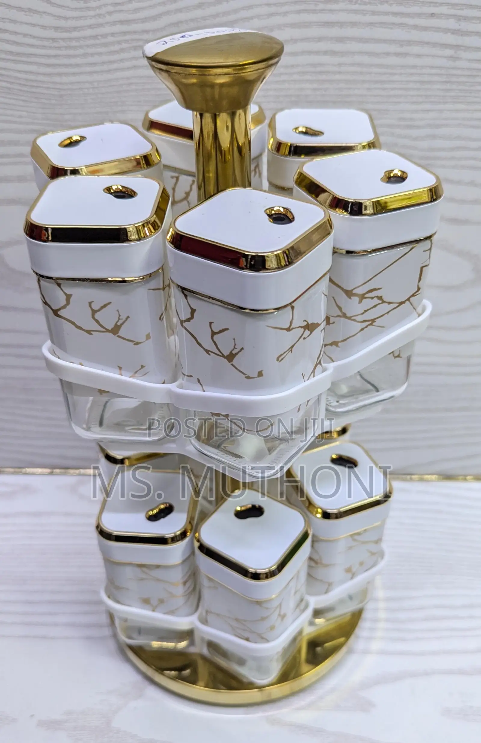 *12pcs Marble Rotating Cruet Condiment Spice Jars