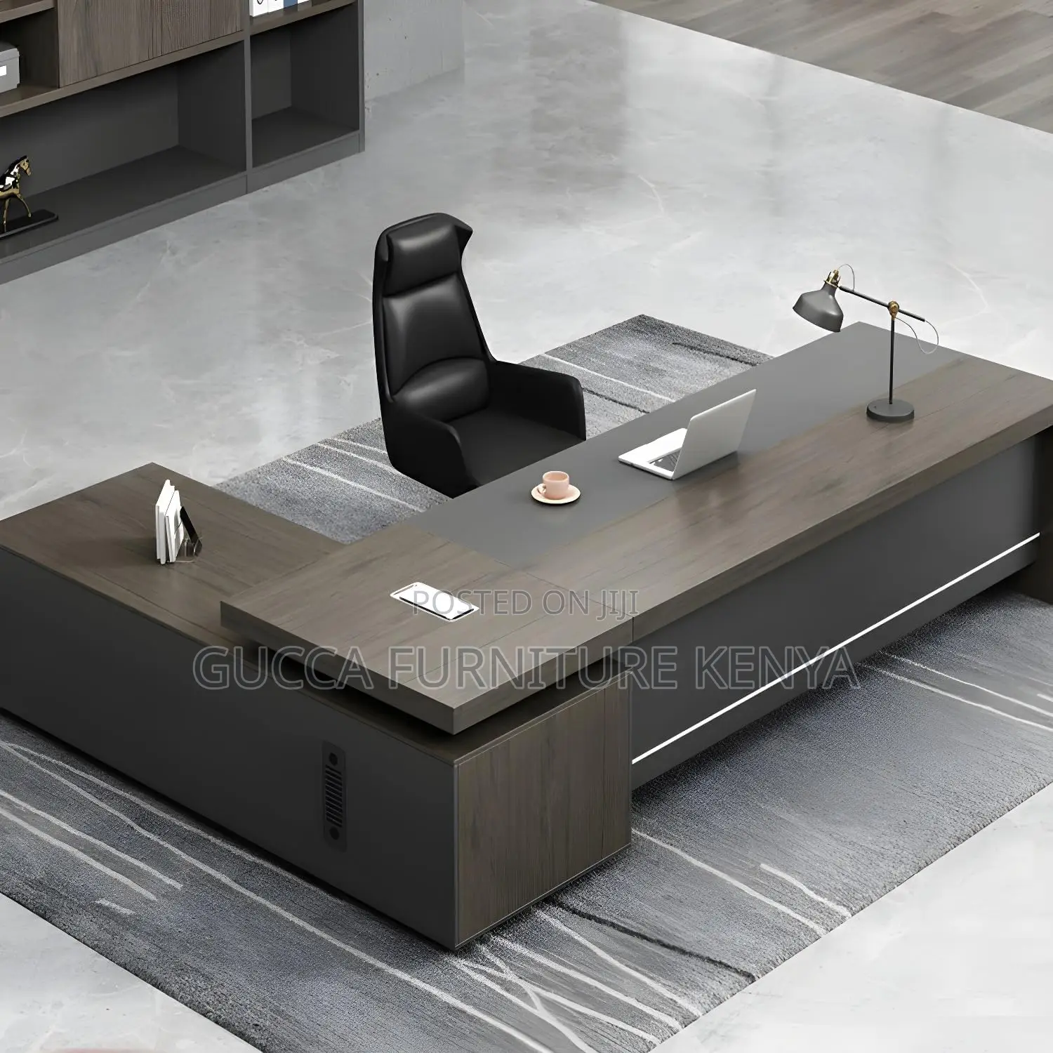 1600mm Modern Grey Oak Veneer Executive Desk