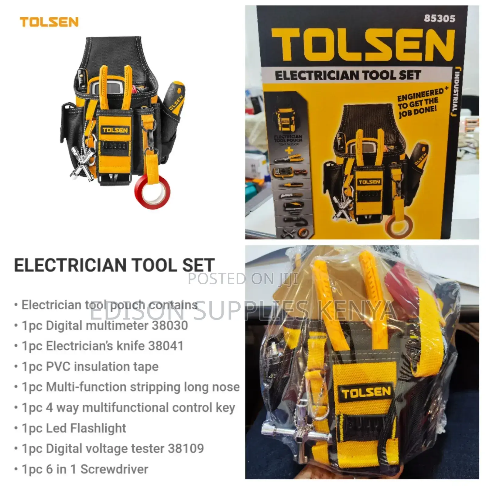 Tolsen Electrician Tool Set Full Tool Kit Bag for Waist