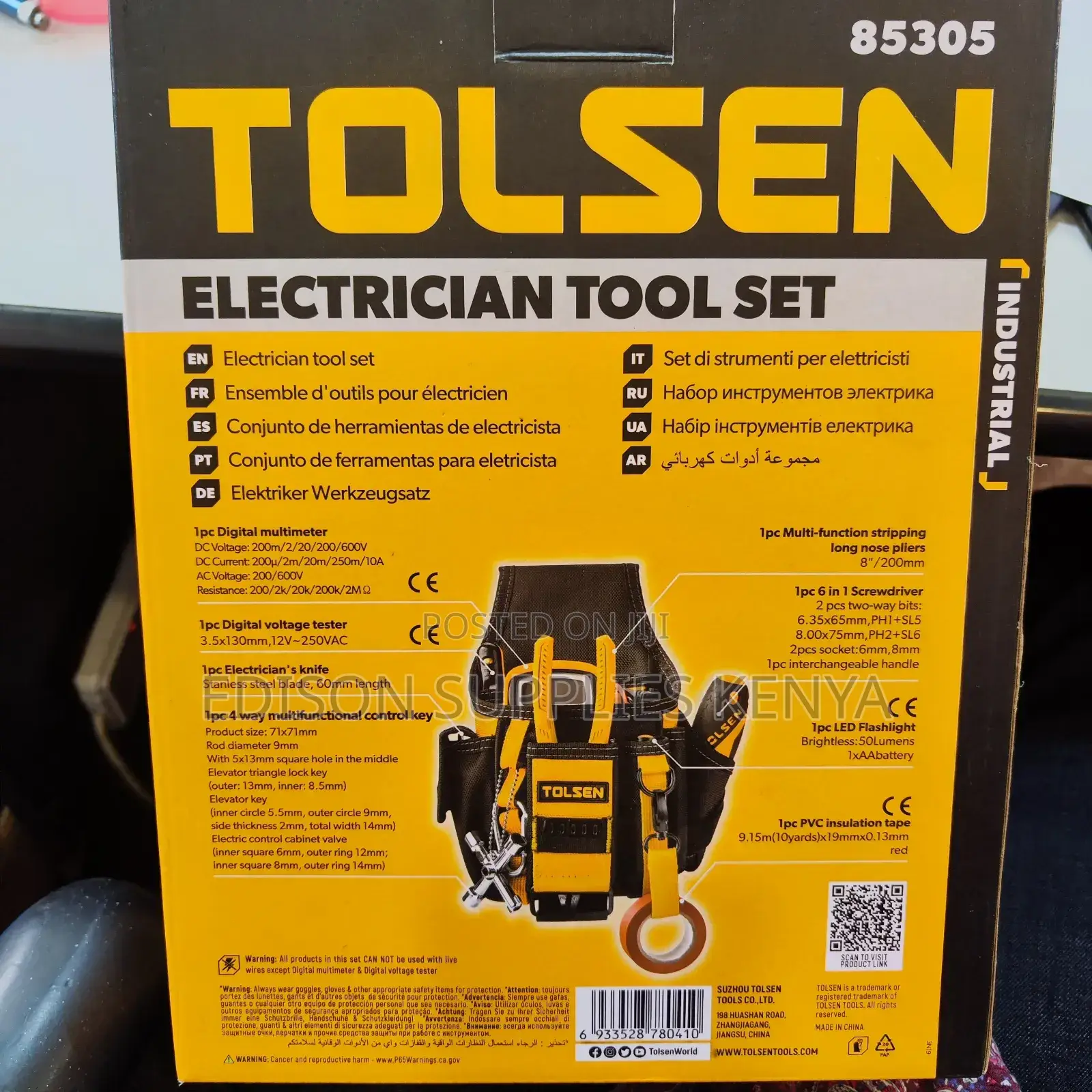 Tolsen Electrician Tool Set Full Tool Kit Bag for Waist