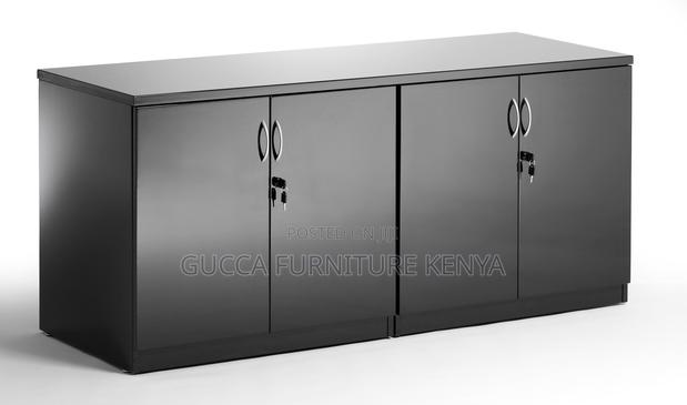 High Gloss Twin Cupboard With Credenza Top
