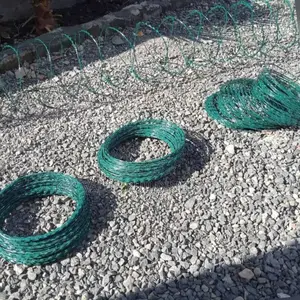 Green Coated Razor Wire 450mm Diameter 7.5m