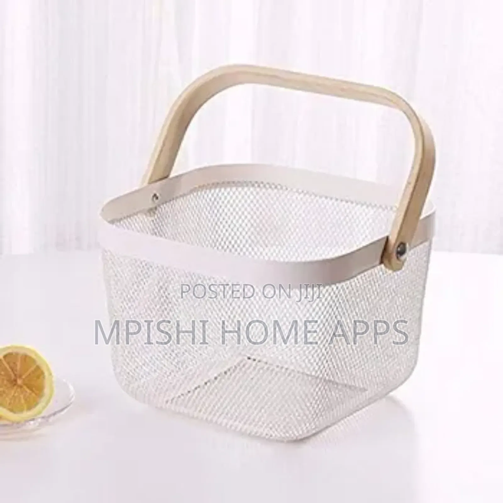 Mesh Basket With Wooden Handle