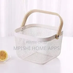 Mesh Basket With Wooden Handle