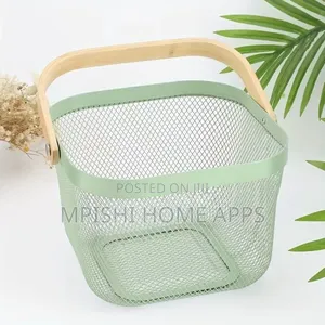 Mesh Basket With Wooden Handle