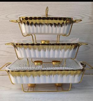 Ceramic White and Gold/Silver Chaffing Dish - thumbnail 2