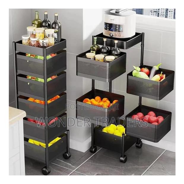 Fruit Rack/Square Fruit Rack With Wheels/5 Tier