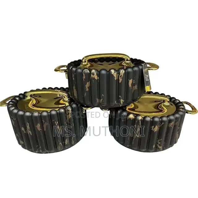Heavy Unique Marble Insulated Hot Dishes With Golden Lid
