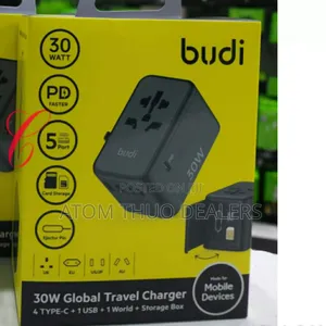 Budi AC355B30 Global Travel Charger With 4 Typec+1USB+1world