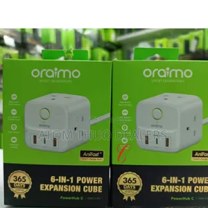 White Oraimo Powerhub C U342 6 in 1 Power Expansion Cube