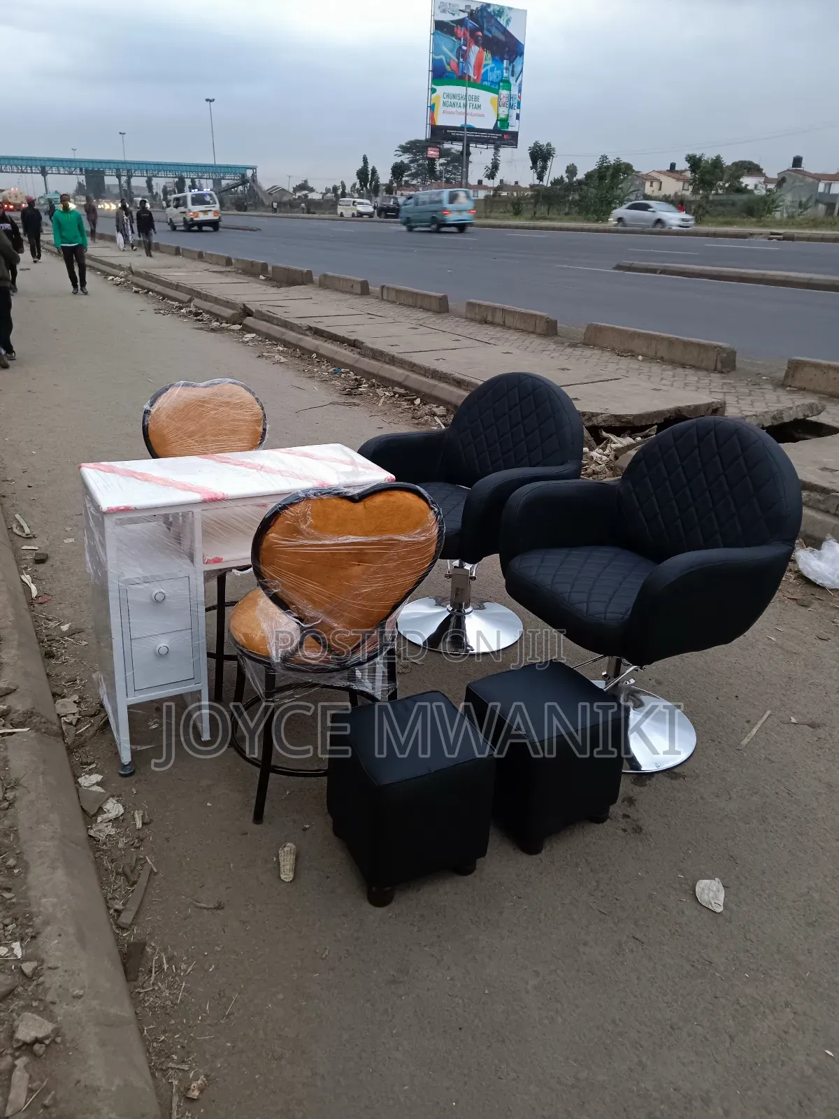 Manicure Set, 2 Salon Chairs, 2 Pedicure Stools 