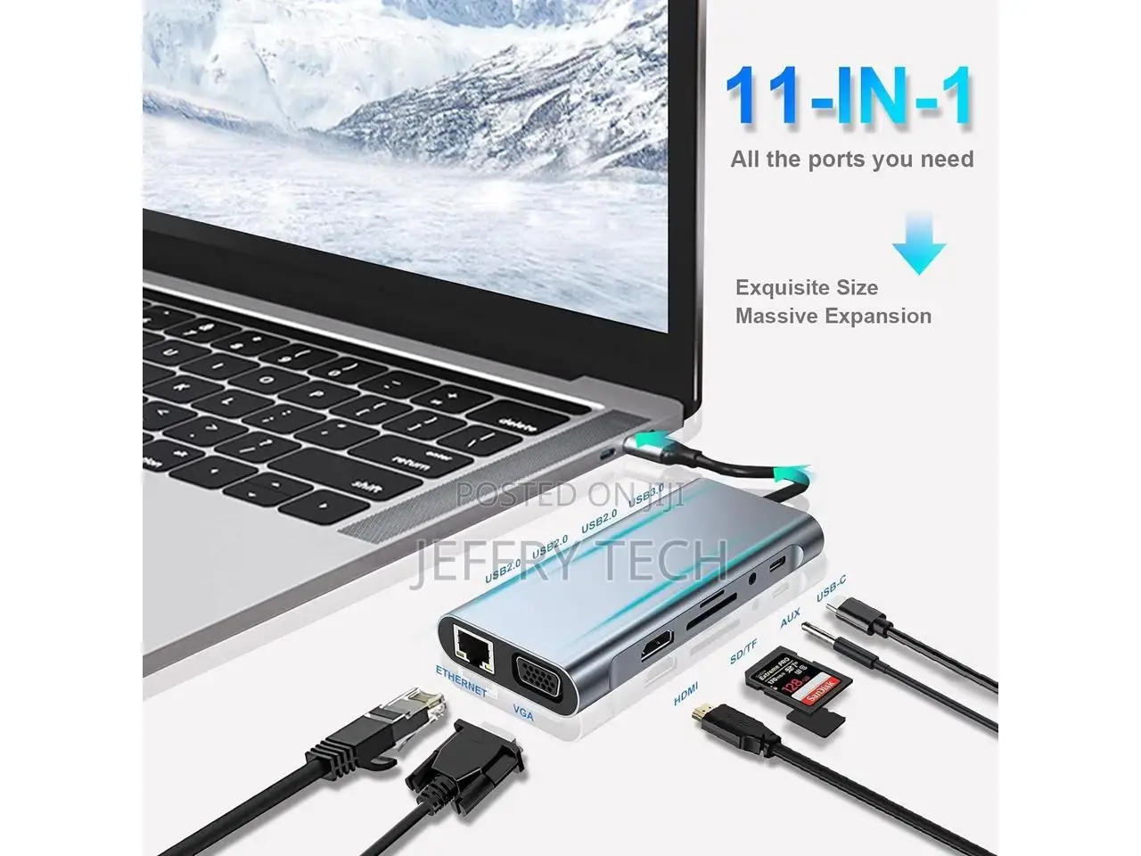 USB Hub 11 Ports, Multiple USB-C Splitter Hub for Laptop Wi
