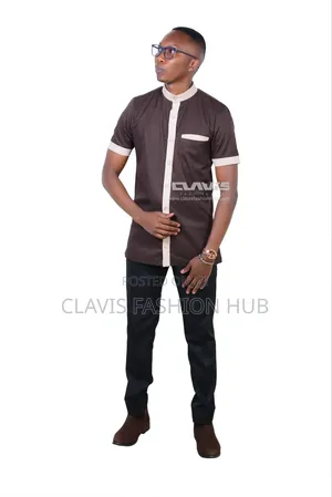 Brown Men Shirt, Short Sleeve and Slim Fit