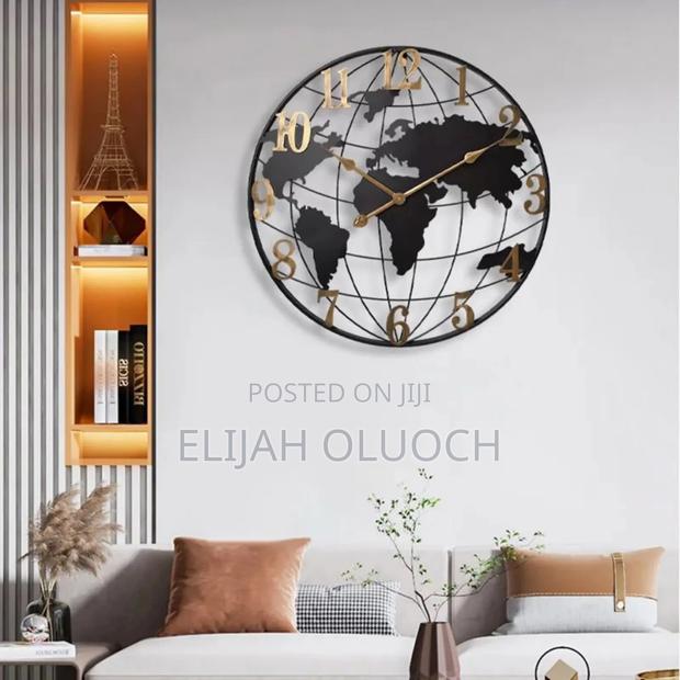 Large World Map Wall Clock