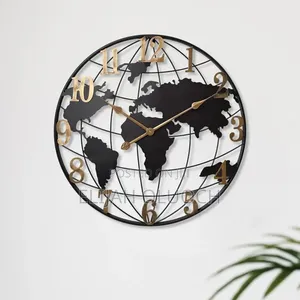 Large World Map Wall Clock
