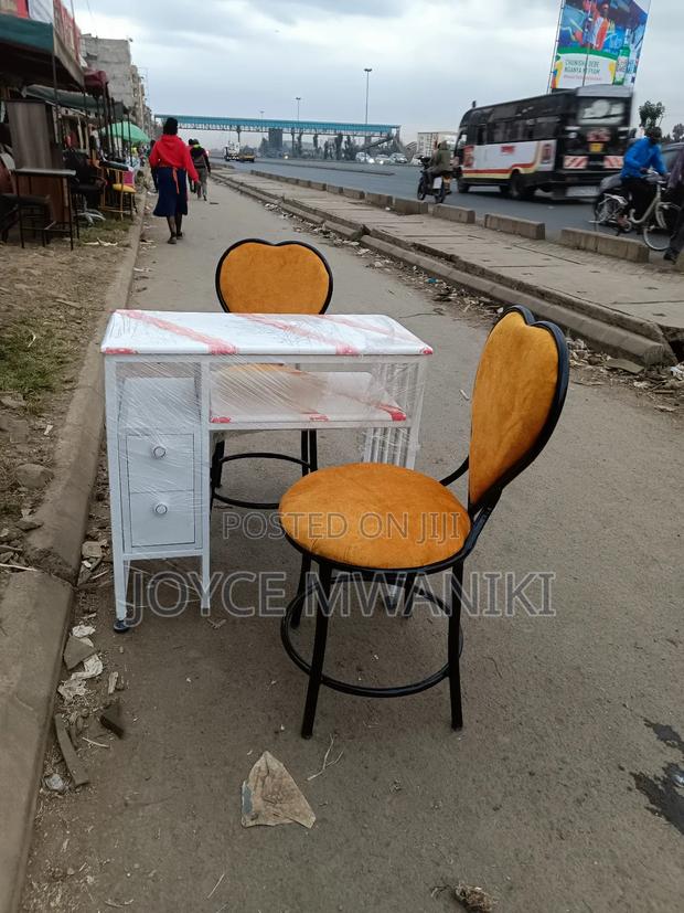 Manicure Set, Marble White Table and 2 Gold Love Seats
