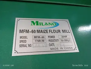 Maize Flour Mill MFM-60. 1000kgs/Hr