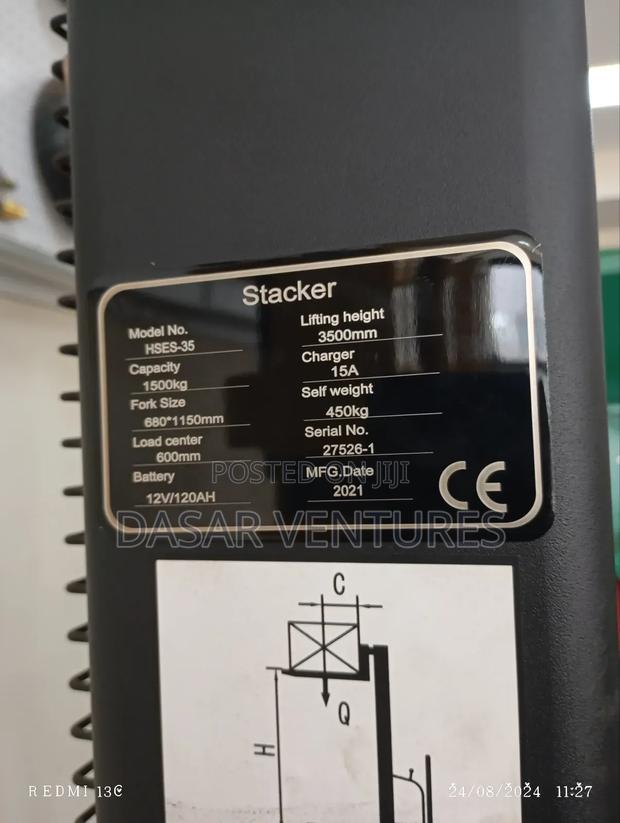 Stacker Semi Electric 1.5tonnes, 3.5m Height - thumbnail 3