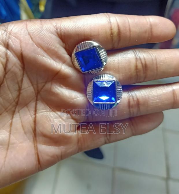 Silver Square Cafflings With a Touch of Loyal Blue - main view