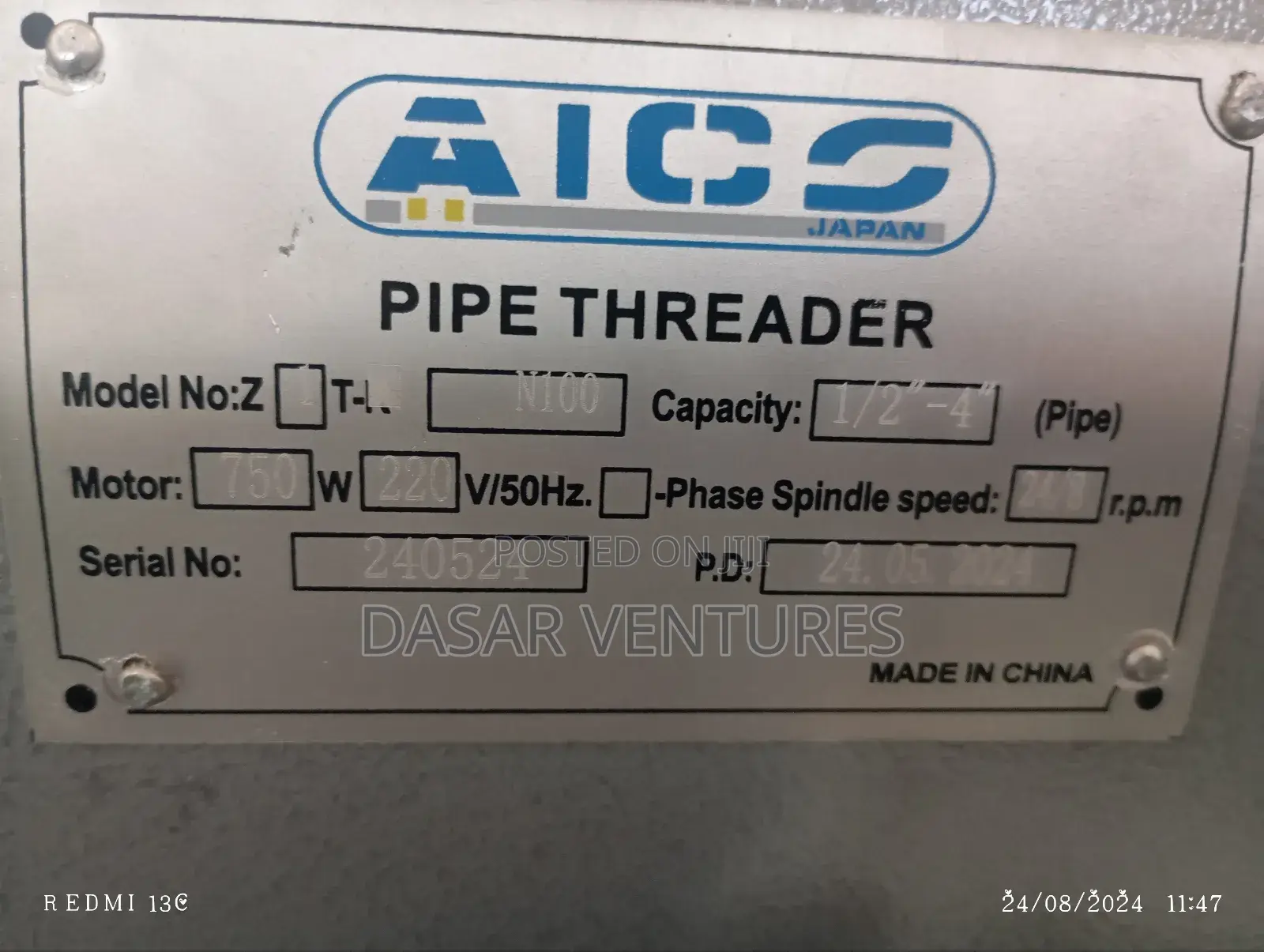 Pipe Thread Machine 1⁄2 - 4"