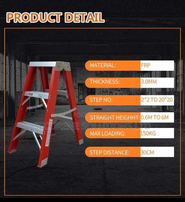 Fiberglass Double Sided Step Ladder 3 Steps Stool