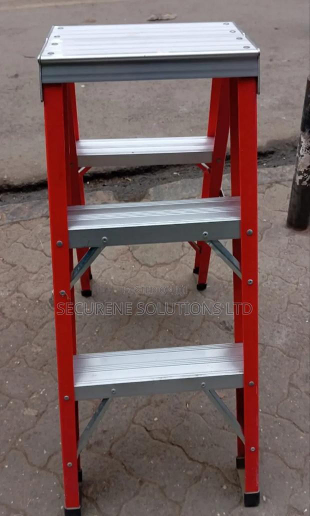 Heavy Duty Fiberglass Double-Sided 3 Steps Ladder a Frame - main view