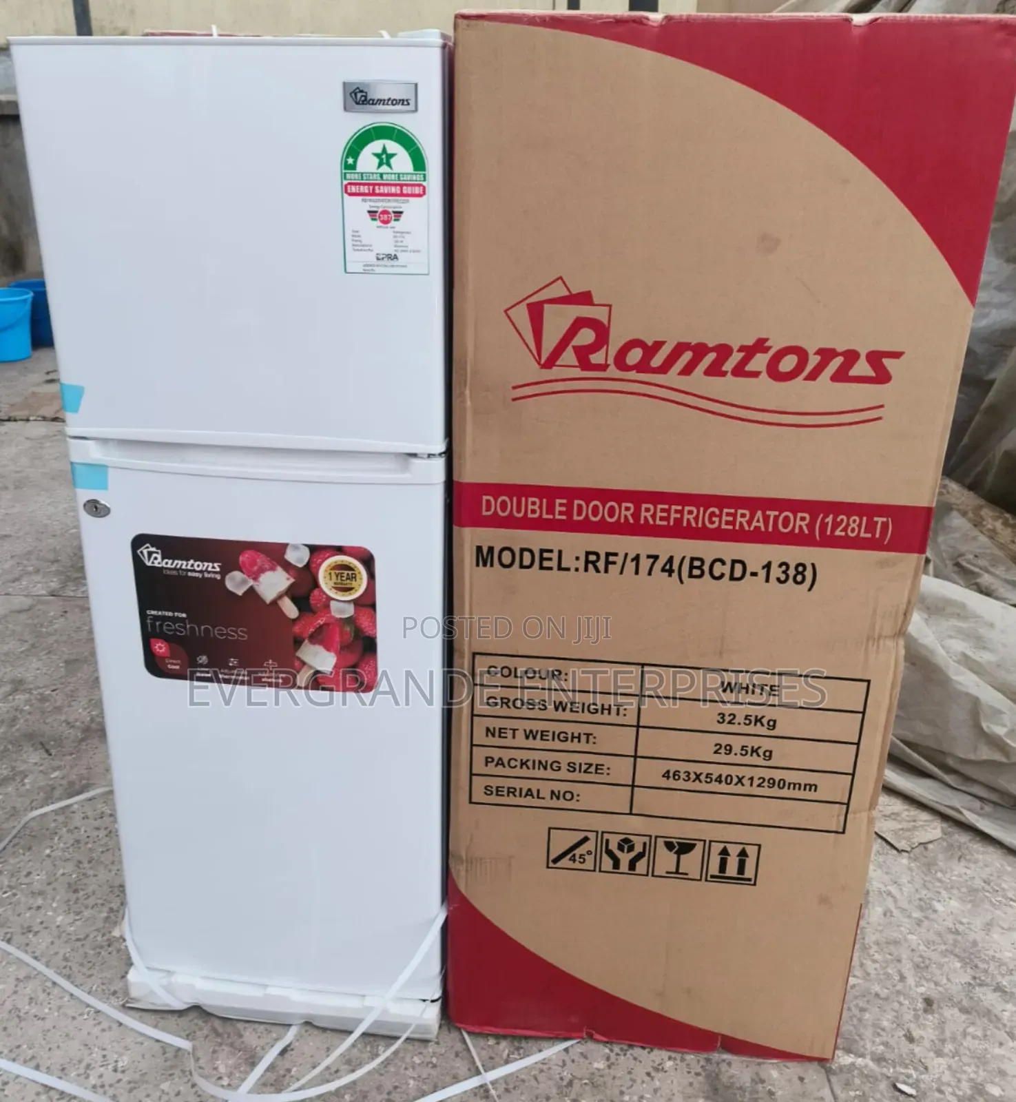 Fridge/Refrigerator 128 Litres Double Door Rf/174