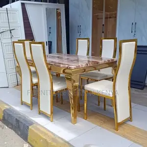 Golden With Marble Top Dinning Table