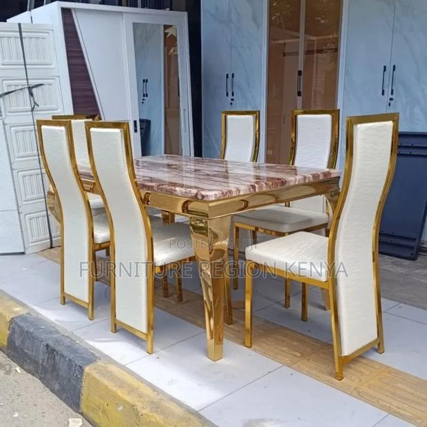 Golden With Marble Top Dinning Table