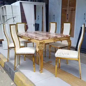 Golden With Marble Top Dinning Table