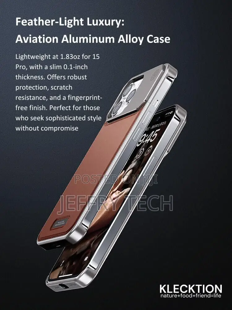 Aluminum Alloy Leather Case for iPhone 15 Pro,Slim Fit Metal