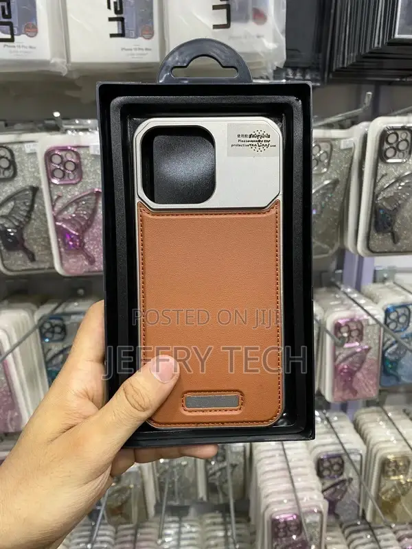 Premium Perfume Leather Metallic Case 14 Pro Max