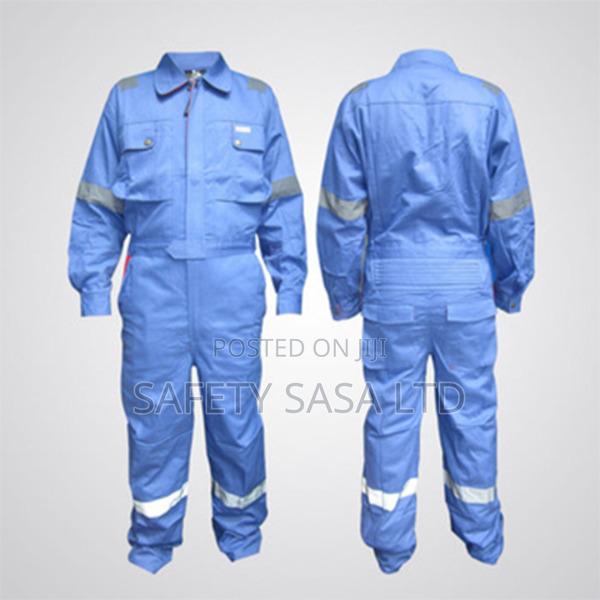 Sky Blue Coverall With Reflective Strips - main view