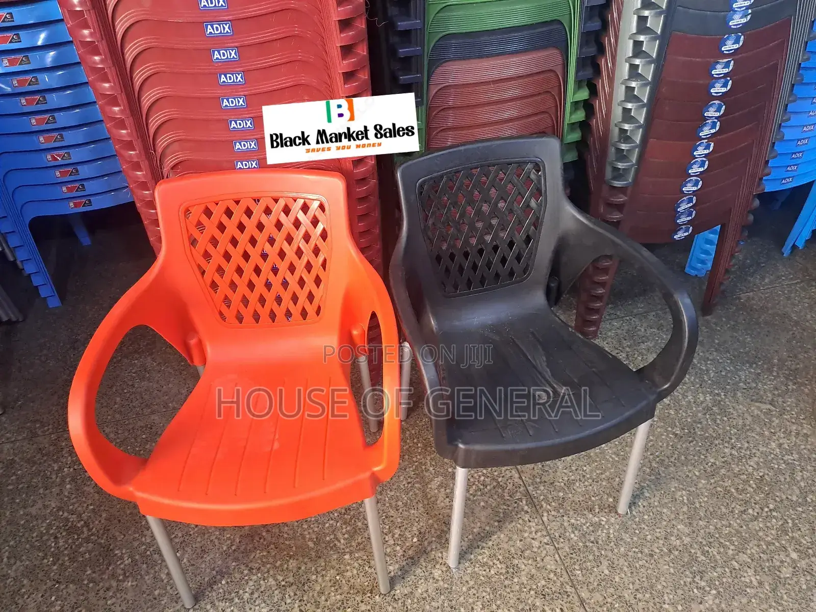 Mix Colours Plastic Chair With Metal Legs